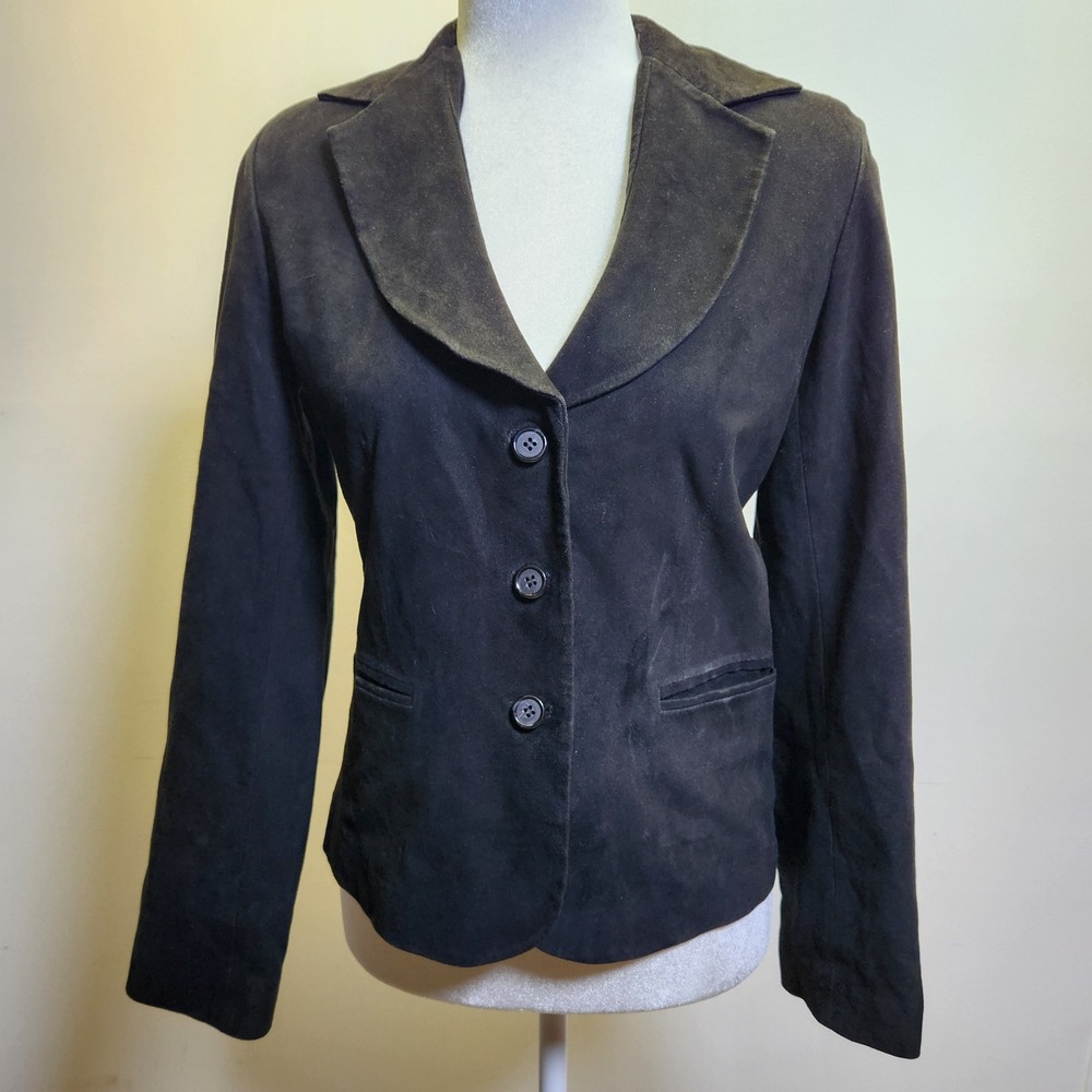 Vakko Vtg 100% Goat Suede Blazer Jacket Sm Lined Black Soft Lightweight Tailored